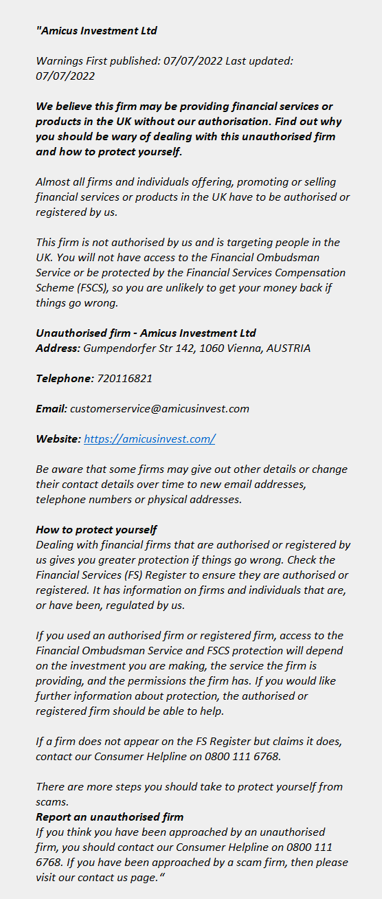 amicusinvest.com - AMICUS INVESTMENT LTD