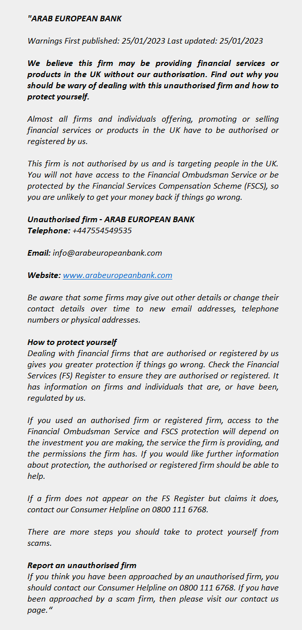 ARABEUROPEANBANK.COM – ARAB EUROPEAN BANK