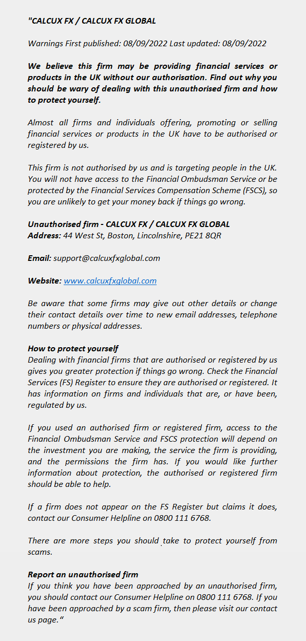 CALCUXFXGLOBAL.COM - CALCUX FX / CALCUX FX GLOBAL