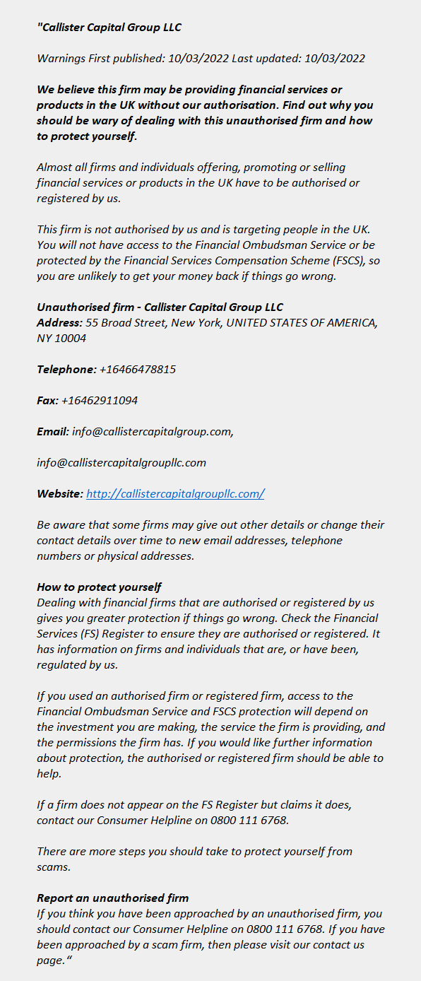 Callistercapitalgroupllc.com - CALLISTER CAPITAL GROUP LLC 