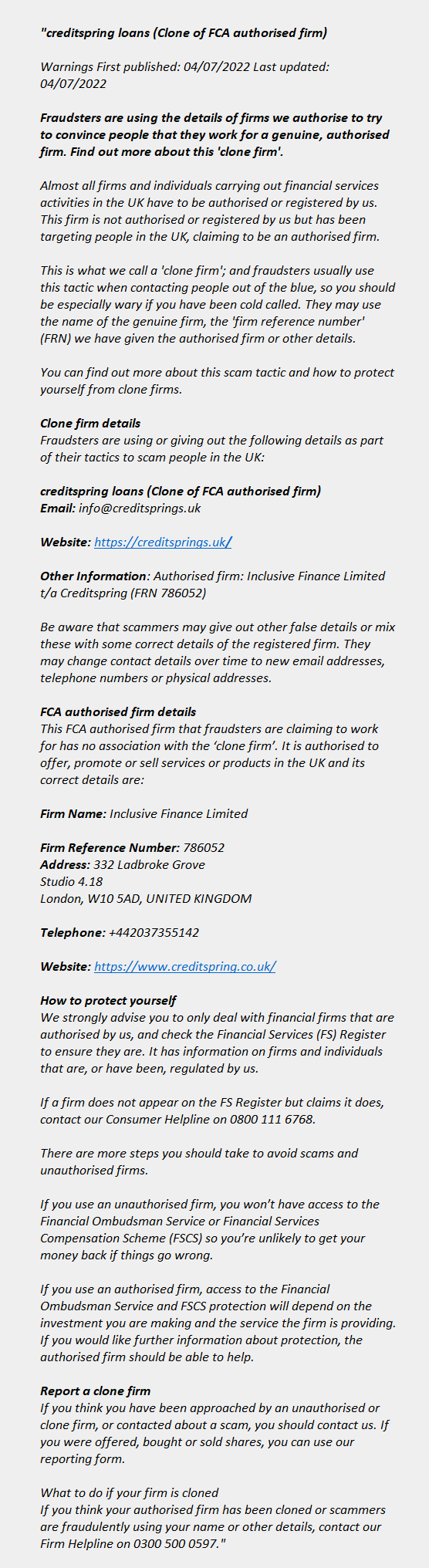 creditsprings.uk (Clone) – Creditspring loans (Clone) - Inclusive Finance Limited