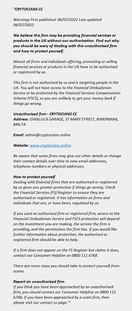 cryptocians.online - CRYTOCIANS CC