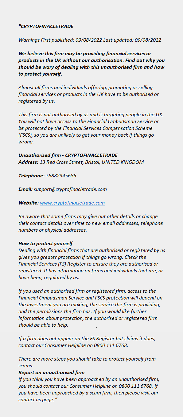 cryptofinacletrade.com - CRYPTOFINACLETRADE