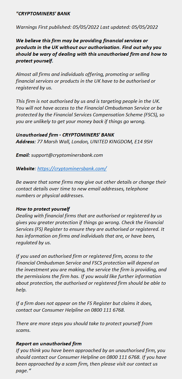 cryptominersbank.com - CRYPTOMINERS’ BANK