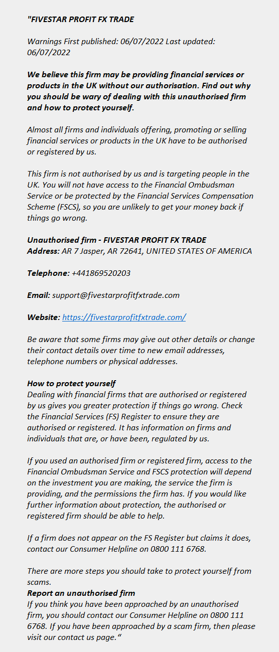 fivestarprofitfxtrade.com - FIVESTAR PROFIT FX TRADE