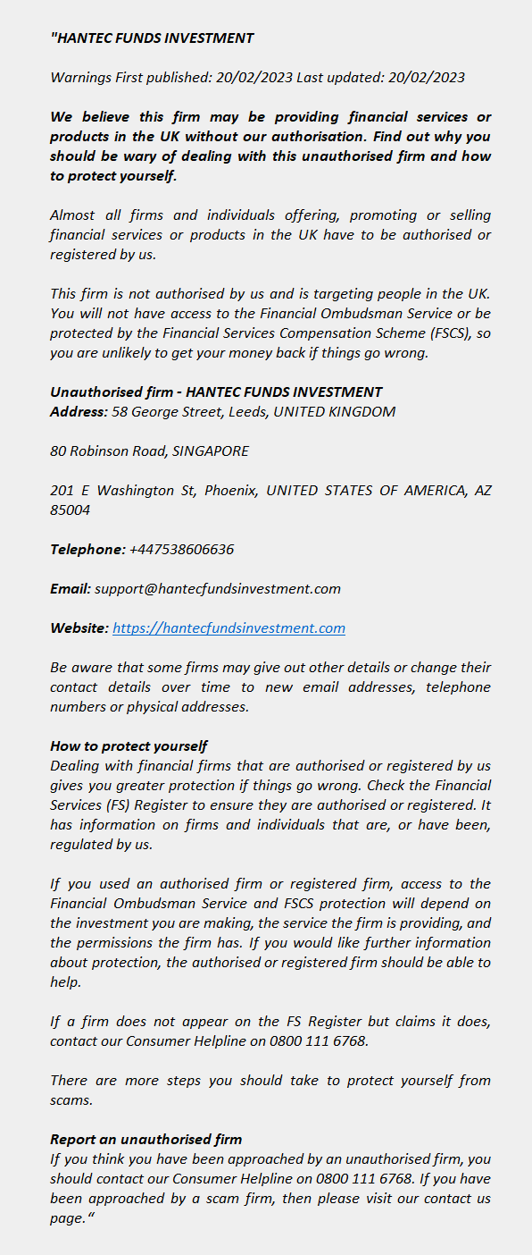 HANTECFUNDSINVESTMENT.COM – HANTEC FUNDS INVESTMENT