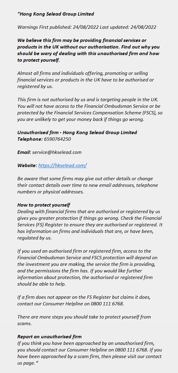 Hkselead.com - HONG KONG SELEAD GROUP LIMITED