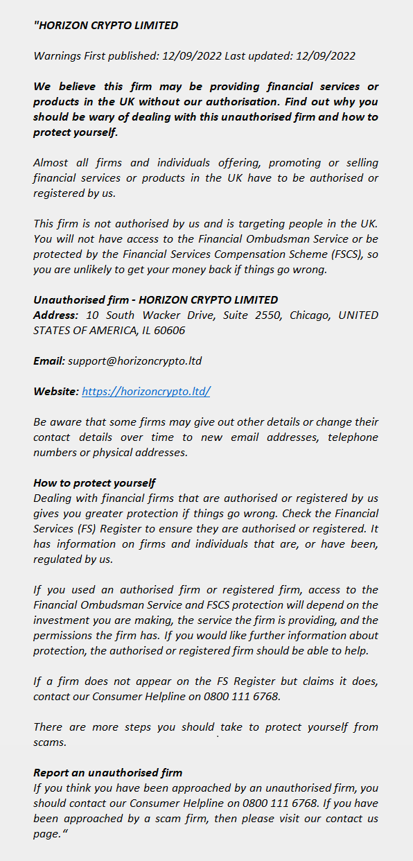 HORIZONCRYPTO.LTD - HORIZON CRYPTO LIMITED