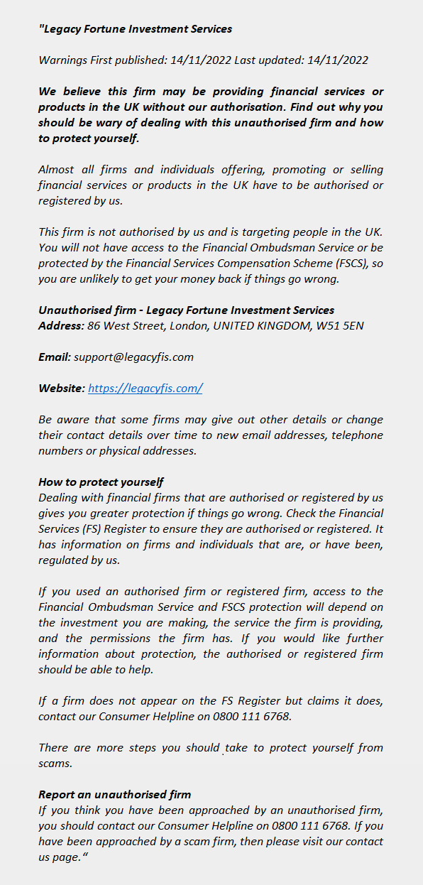 legacyfis.com - LEGACY FORTUNE INVESTMENT SERVICES