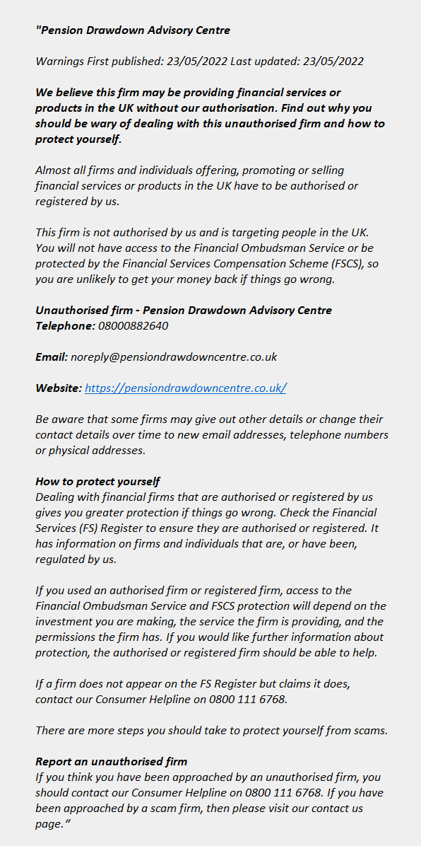 PENSION DRAWDOWN ADVISORY CENTRE - pensiondrawdowncentre.co.uk