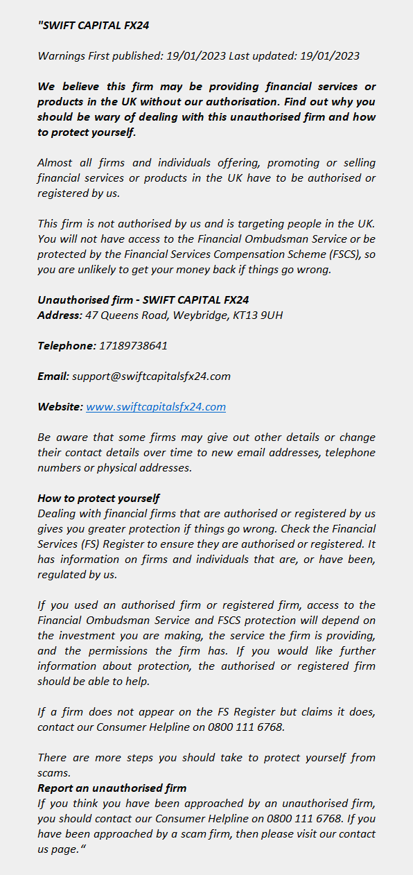 SWIFTCAPITALSFX24.COM – SWIFT CAPITAL FX24