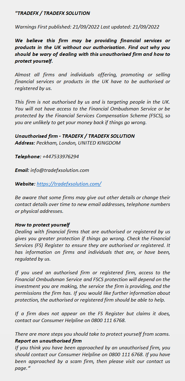 TRADEFXSOLUTION.COM - TRADEFX / TRADEFX SOLUTION