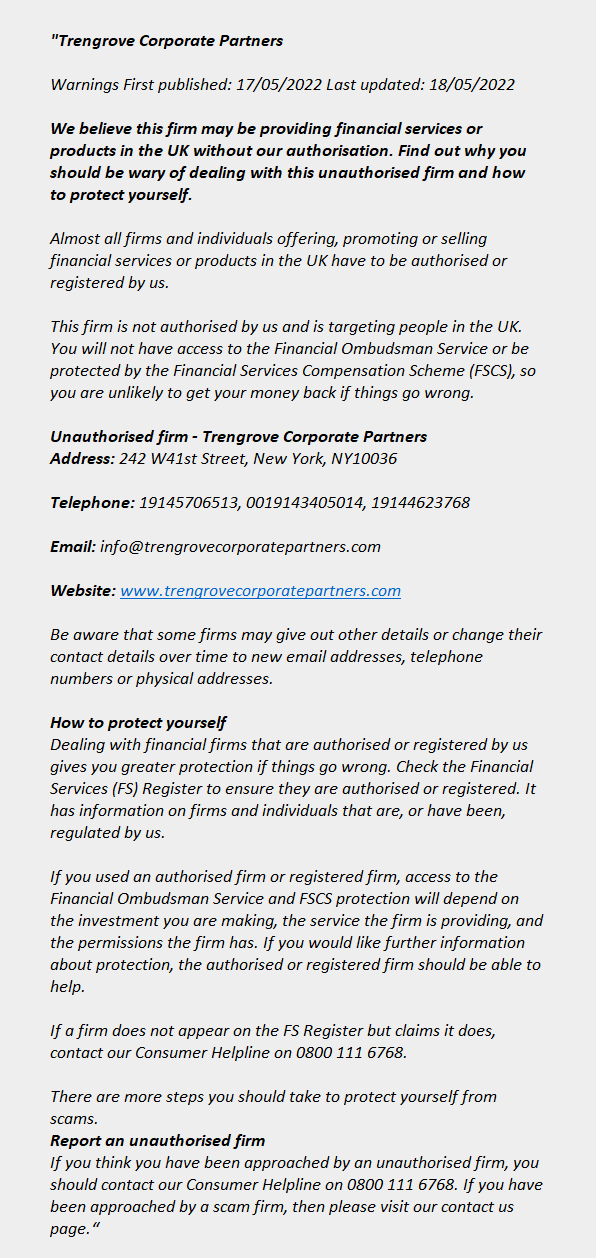 TRENGROVECORPORATEPARTNERS.COM ++ TRENGROVE CORPORATE PARTNERS