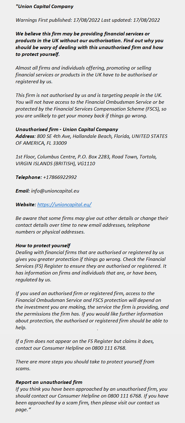 unioncapital.eu - UNION CAPITAL COMPANY